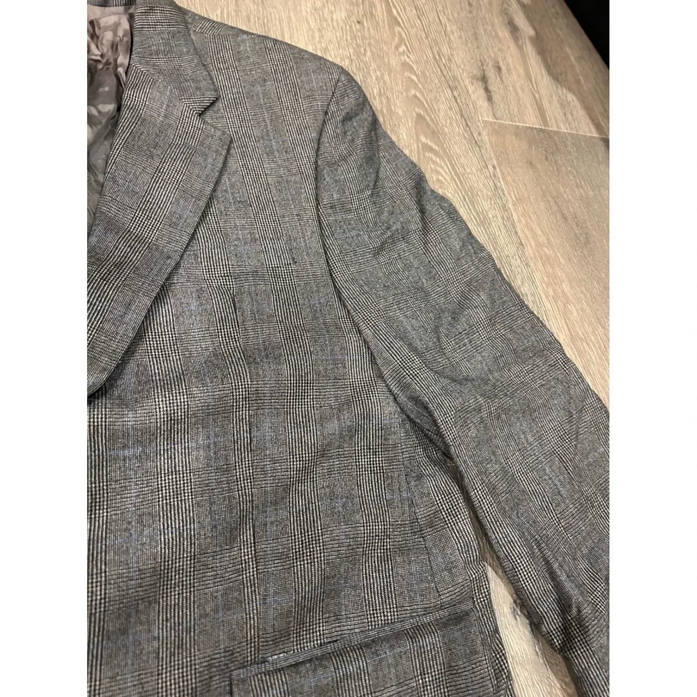 Lauren Ralph Lauren Mens 44R‎ Blazer Grey Glen Plaid Wool Cashmere Sport Coat